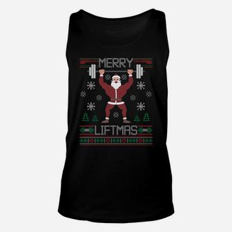 Merry Liftmas Ugly Christmas Sweater Gym Workout Long Sleeve Unisex Tank Top | Crazezy