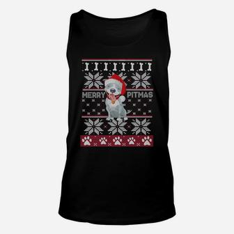 Merry Pitbull Pitmas Pit Bull Ugly Christmas Dog Santa Gift Unisex Tank Top | Crazezy DE
