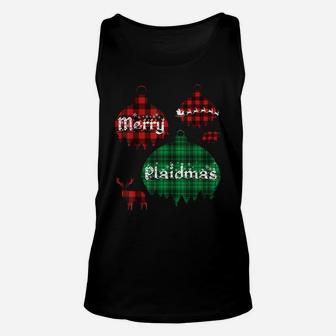 Merry Plaidmas Funny Christmas Plaid Pajamas Gift Unisex Tank Top | Crazezy CA