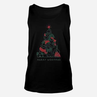 Merry Woofmas Funny Dogs Christmas Tree Xmas Gift Sweatshirt Unisex Tank Top | Crazezy