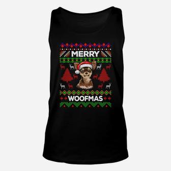 Merry Woofmas Ugly Sweater Christmas Chihuahua Lover Gift Sweatshirt Unisex Tank Top | Crazezy DE