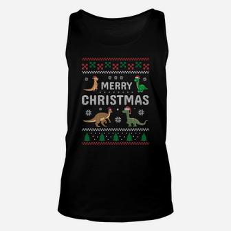 Merry Xmas Holiday Clothing Funny Dinosaur Ugly Christmas Sweatshirt Unisex Tank Top | Crazezy UK