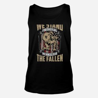 Military We Stand For The Flag And Kneel For The Fallen Unisex Tank Top - Monsterry UK