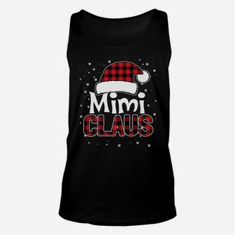 Mimi Claus Christmas Santa Hat Buffalo Plaid Matching Family Unisex Tank Top | Crazezy AU