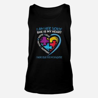 Mom Dad Puzzle I Wear Blue For My Daughter Awareness Unisex Tank Top | Crazezy UK
