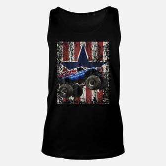 Monster Truck American Flag Extreme Distress Unisex Tank Top | Crazezy