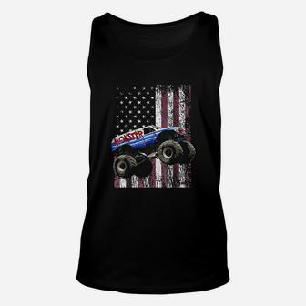 Monster Truck American Flag Racing Unisex Tank Top | Crazezy