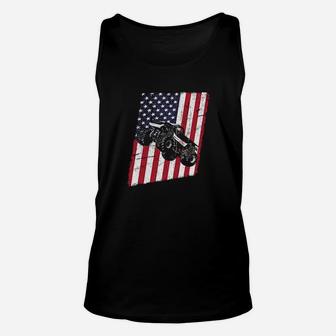 Monster Truck American Flag Racing Usa Distressed Unisex Tank Top - Monsterry