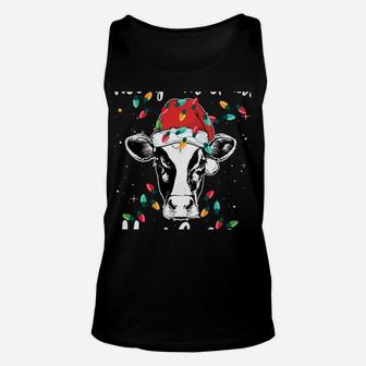 Mooey Christmas Heifers Santa Xmas Lights Cow Lovers Unisex Tank Top | Crazezy