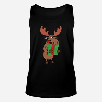 Moose Stop Staring At My Package Christmas Gift Xmas Unisex Tank Top | Crazezy
