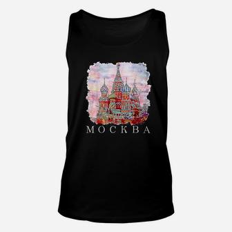 Moskva Moscow Watercolor Kremlin Red Square Basillius Unisex Tank Top | Crazezy