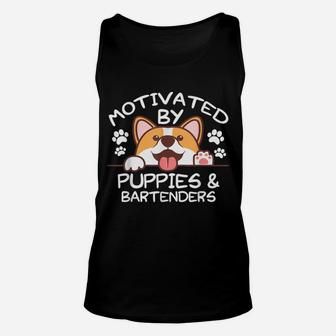 Motivated By Puppies And Bartender Unisex Tank Top - Thegiftio UK
