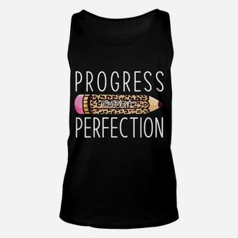 Motivational Progress Over Perfection Back To School Teacher Unisex Tank Top | Crazezy