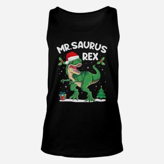 Mr Saurus T-Rex Matching Family Christmas Dinosaur Funny Unisex Tank Top | Crazezy UK