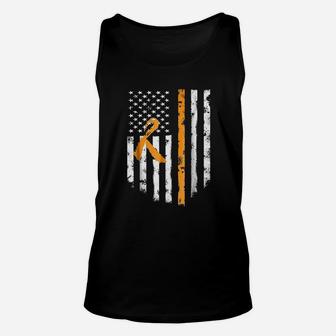Multiple Sclerosis Awareness Ms Ribbon American Flag Unisex Tank Top | Crazezy