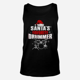 Music Lovers Santa's Favorite Drummer Unisex Tank Top - Monsterry CA