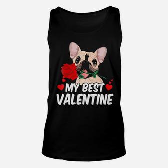 My Best Valentine Is French Bulldog Frenchie Unisex Tank Top - Monsterry UK