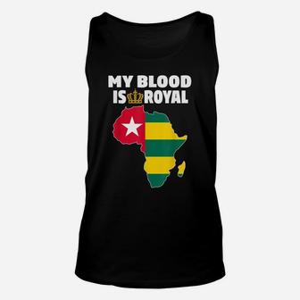 My Blood Is Royal With Togo Flag In Africa Map Unisex Tank Top | Crazezy