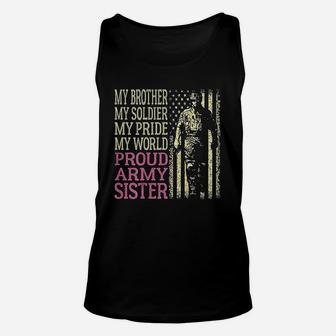 My Brother Is My Soldier Hero Proud Army Sister Military Sis Unisex Tank Top | Crazezy