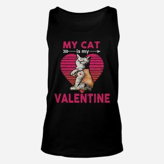 My Cat Is My Valentine Heart Vintage Unisex Tank Top - Monsterry AU