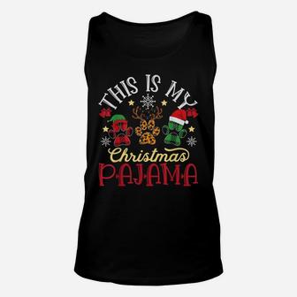 My Christmas Pajama Shirt Xmas Pet Lover Animal Cat Dog Paw Unisex Tank Top | Crazezy