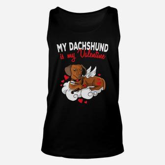 My Dachshund Is My Valentine Dog Lover Valentines Day Gift Unisex Tank Top - Monsterry CA