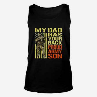 My Dad Has Your Back Proud Army Son Unisex Tank Top | Crazezy