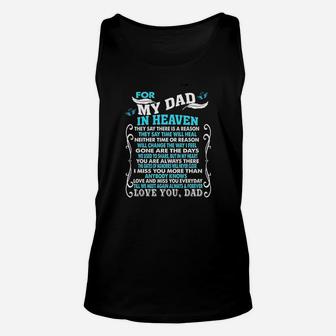 My Dad In Heaven Poem For Daughter Son Loss Dad In Heaven Unisex Tank Top - Thegiftio UK
