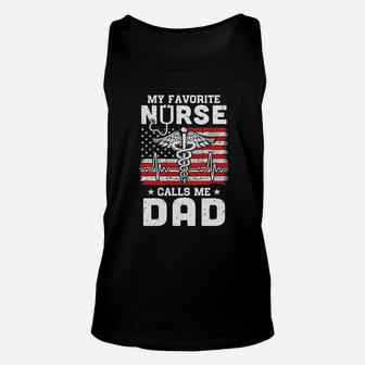 My Favorite Nurse Calls Me Dad Usa Flag Unisex Tank Top | Crazezy DE