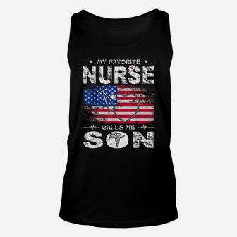 My Favorite Nurse Calls Me Son American Flag S Gifts Unisex Tank Top | Crazezy