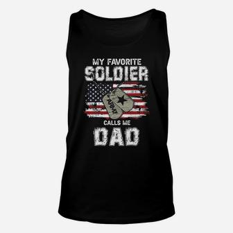 My Favorite Soldier Calls Me Dad Us Army Military Us Flag Unisex Tank Top | Crazezy CA