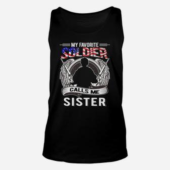 My Favorite Soldier Calls Me Sister - Proud Army Family Gift Unisex Tank Top | Crazezy AU
