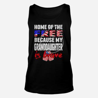 My Granddaughter Is Brave Home Of The Free Army Grandparent Unisex Tank Top | Crazezy DE