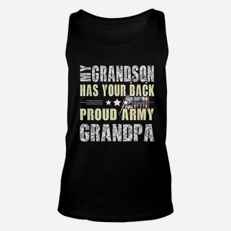 My Grandson Has Your Back Proud Army Grandpa Unisex Tank Top | Crazezy AU