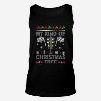 My Kind Of Christmas Tree Gifts Racing Car Driver Ugly Xmas Sweatshirt Unisex Tank Top | Crazezy