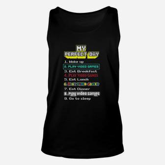 My Perfect Day Play Video Games Unisex Tank Top | Crazezy