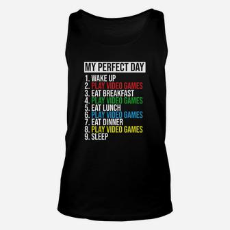 My Perfect Day Video Games Cool Gamer Play Video Games All Day Unisex Tank Top - Seseable