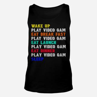 My Perfect Day Video Games Funny Gamer Gag Novelty Gifts Unisex Tank Top | Crazezy