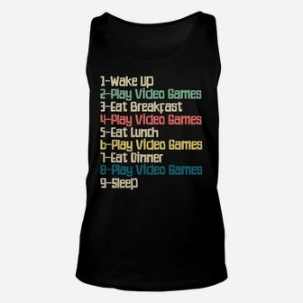 My Perfect Day Video Games, Funny Retro Xmas Gift For Gamer Unisex Tank Top | Crazezy DE