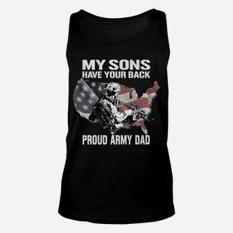 My Sons Have Your Back - Proud Army Dad Military Father Gift Unisex Tank Top | Crazezy