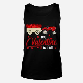 My Valentine Is Full Valentine's Day Hearts Tractor Unisex Tank Top - Monsterry CA
