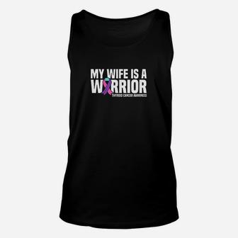 My Wife Is A Warrior Purple Ribbon Thyroid Awareness Unisex Tank Top | Crazezy