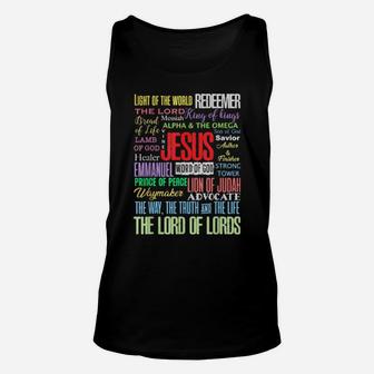 Names Of Jesus Christian Unisex Tank Top - Monsterry