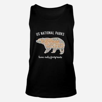 National Parks Bear T Shirt Lists All 59 National Parks Pyf Black Unisex Tank Top - Thegiftio UK