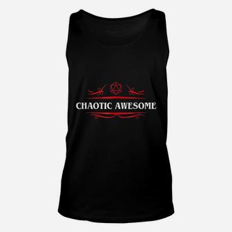 Nerdy Chaotic Awesome Alignment Polyhedral Dice Set Unisex Tank Top | Crazezy DE