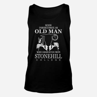 Never Underestimate An Old Man Stonehill College Unisex Tank Top - Thegiftio