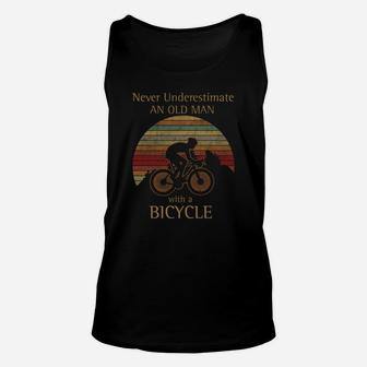 Never Underestimate An Old Man With A Bicycle Unisex Tank Top - Thegiftio