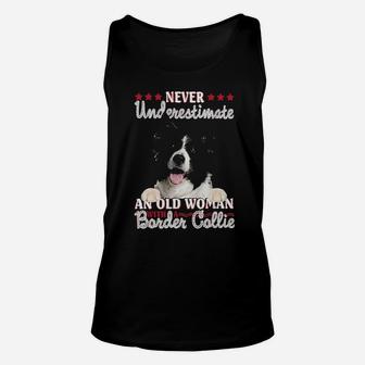 Never Underestimate An Old Woman With A Border Collie Unisex Tank Top - Monsterry DE