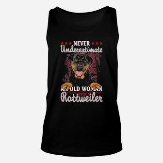 Never Underestimate An Old Woman With A Rottweiler Unisex Tank Top - Monsterry