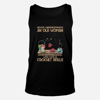Never Underestimate An Old Woman With Cats And Crochet Skills Unisex Tank Top - Monsterry CA